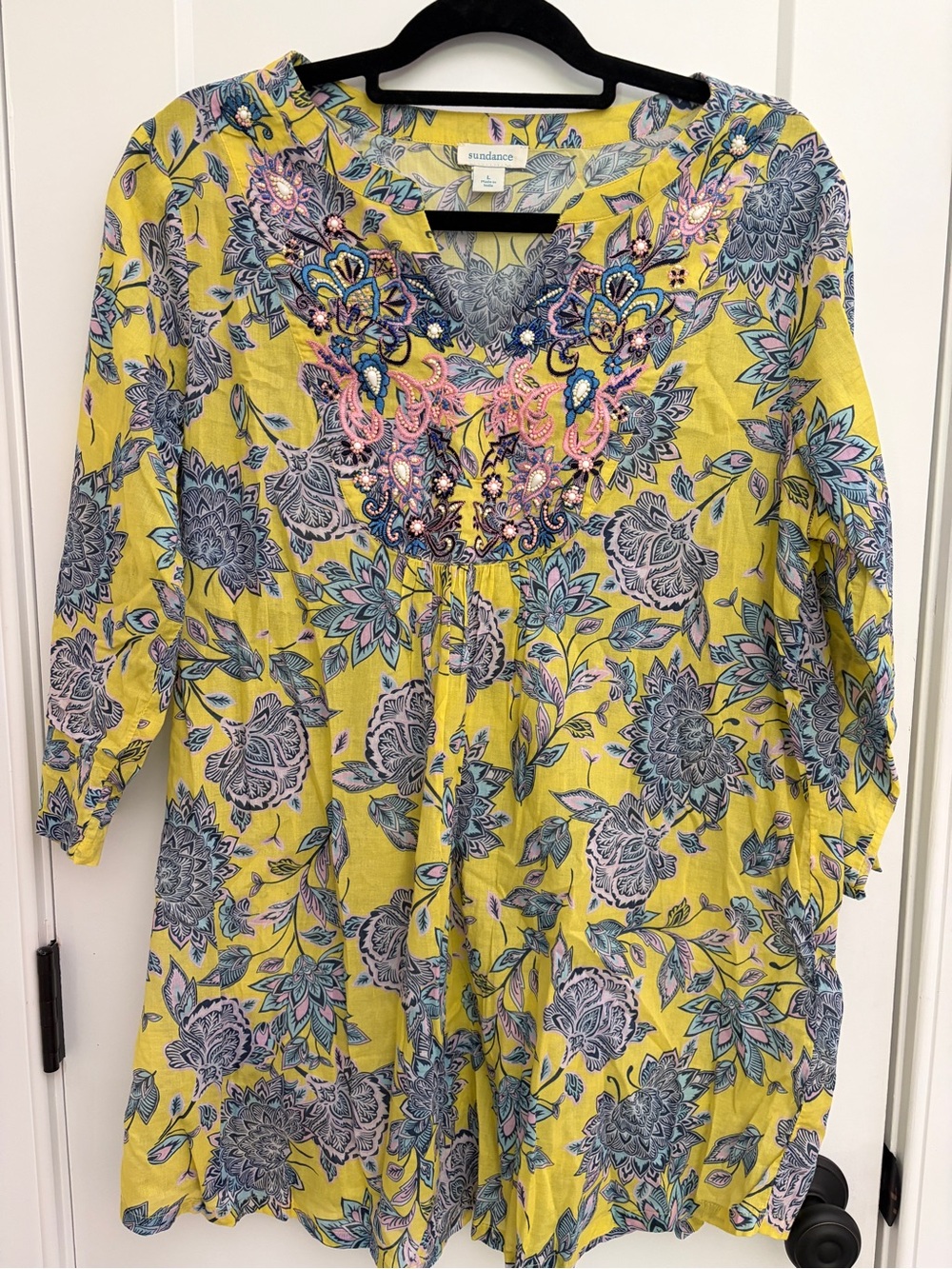 Sundance Yellow Floral Embroidered Tunic
